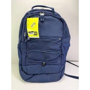 All In Motion Navy Backpack 19" Water Repellent 15" Tech Sleeve 2 Bottle Pocket